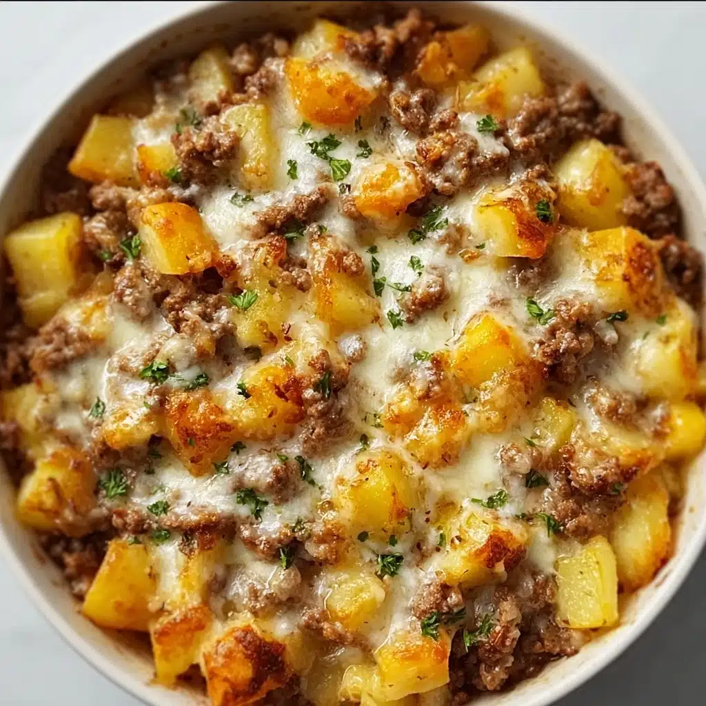 One-Pan Cheesy Meat & Potato Skillet Recipe - Recipe Image