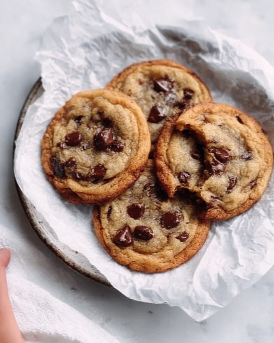 A stack of three golden brown peanut butter cookies is shown on a white marbled surface, each cookie having a rough, crumbly texture with visible sugar crystals and small bits of peanut. The top layer displays the classic crisscross fork marks that create a grid pattern on the surface, slightly sunken and darker around the edges. The cookies have slightly uneven edges, giving them a rustic, homemade look. In the blurred background, more cookies show similar patterns and textures, blending softly into the white marbled surface. Photo taken with an iphone --ar 4:5 --v 7
