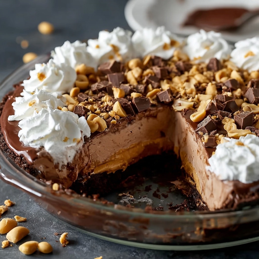 No-Bake Cream Cheese Peanut Butter Pie with Chocolate Whipped Cream Recipe