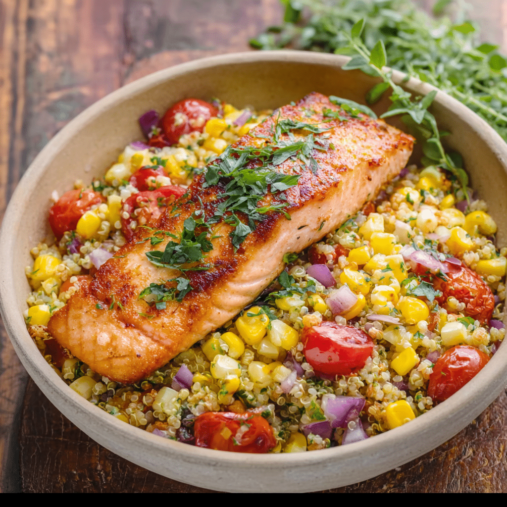 Honey Garlic Salmon with Quinoa Recipe - Recipe Image