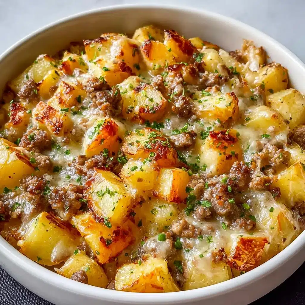 One-Pan Cheesy Meat & Potato Skillet Recipe - Recipe Image