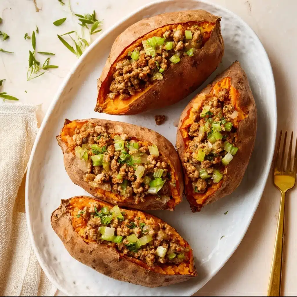High Protein Ground Turkey Stuffed Sweet Potato Recipe - Recipe Image