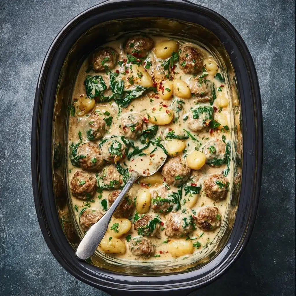 Slow Cooker Tuscan Chicken Meatballs With Gnocchi Recipe - Recipe Image