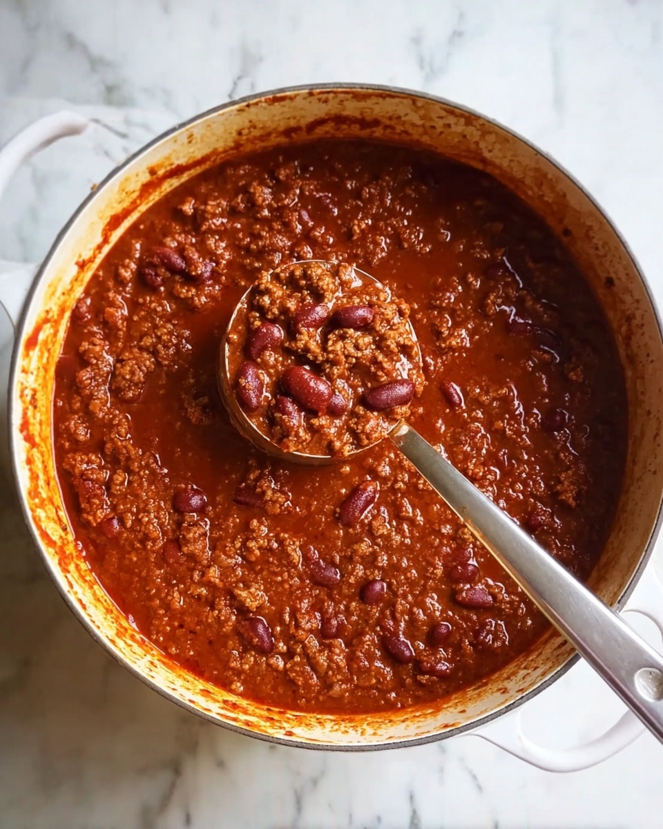 A white bowl filled with three main layers, the bottom layer is thick chili made of rich brown ground meat and dark red kidney beans mixed with chunks of soft red tomatoes and sauce. On top of this, on one side, there is a smooth white dollop of sour cream with small green herb pieces sprinkled on it. Next to the sour cream, there is a small pile of thin, bright orange shredded cheddar cheese. The chili and toppings are garnished with finely chopped green herbs spread lightly across the dish. The bowl is set on a dark gray cloth, placed on a white marbled surface. photo taken with an iphone --ar 4:5 --v 7