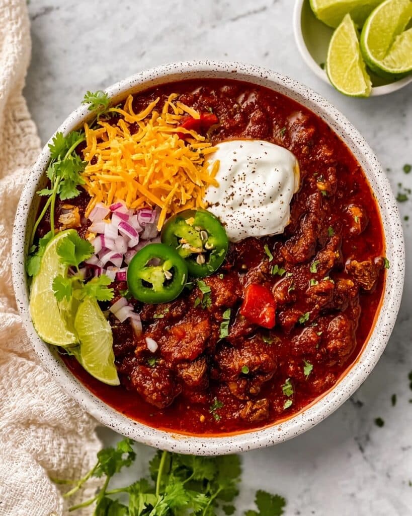 No Bean Texas Chili: Bold, Meaty Flavor in Every Bite! Recipe