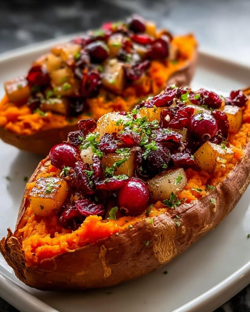Cranberry Apple Twice Baked Sweet Potatoes Recipe