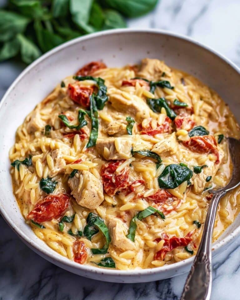Slow Cooker Creamy Tuscan Chicken Orzo Recipe