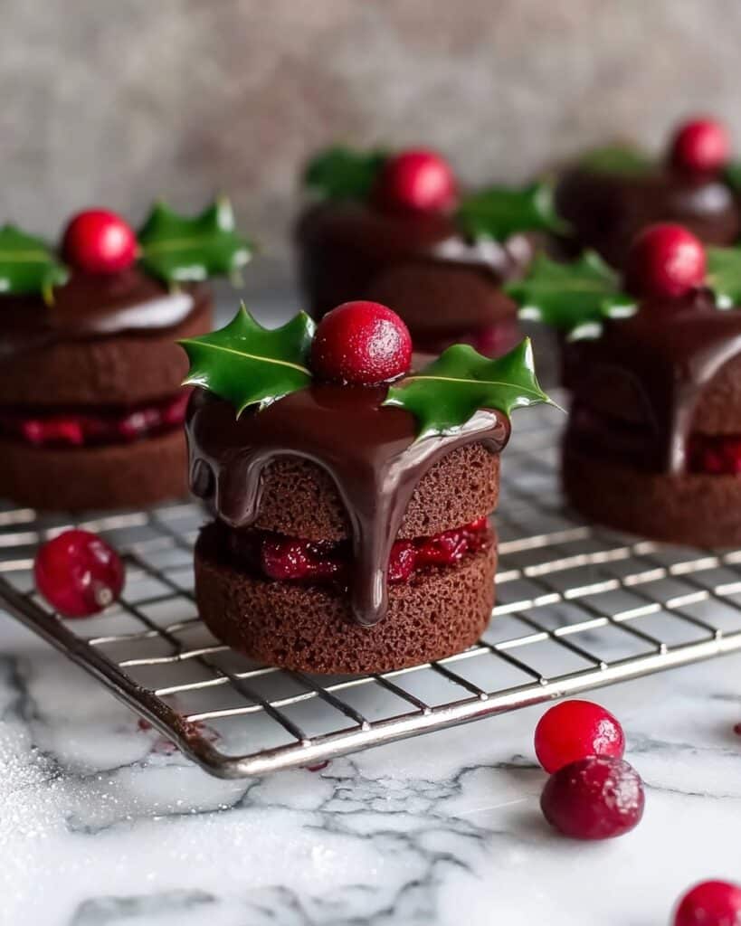 Chocolate Cranberry Christmas Mini Cakes Recipe