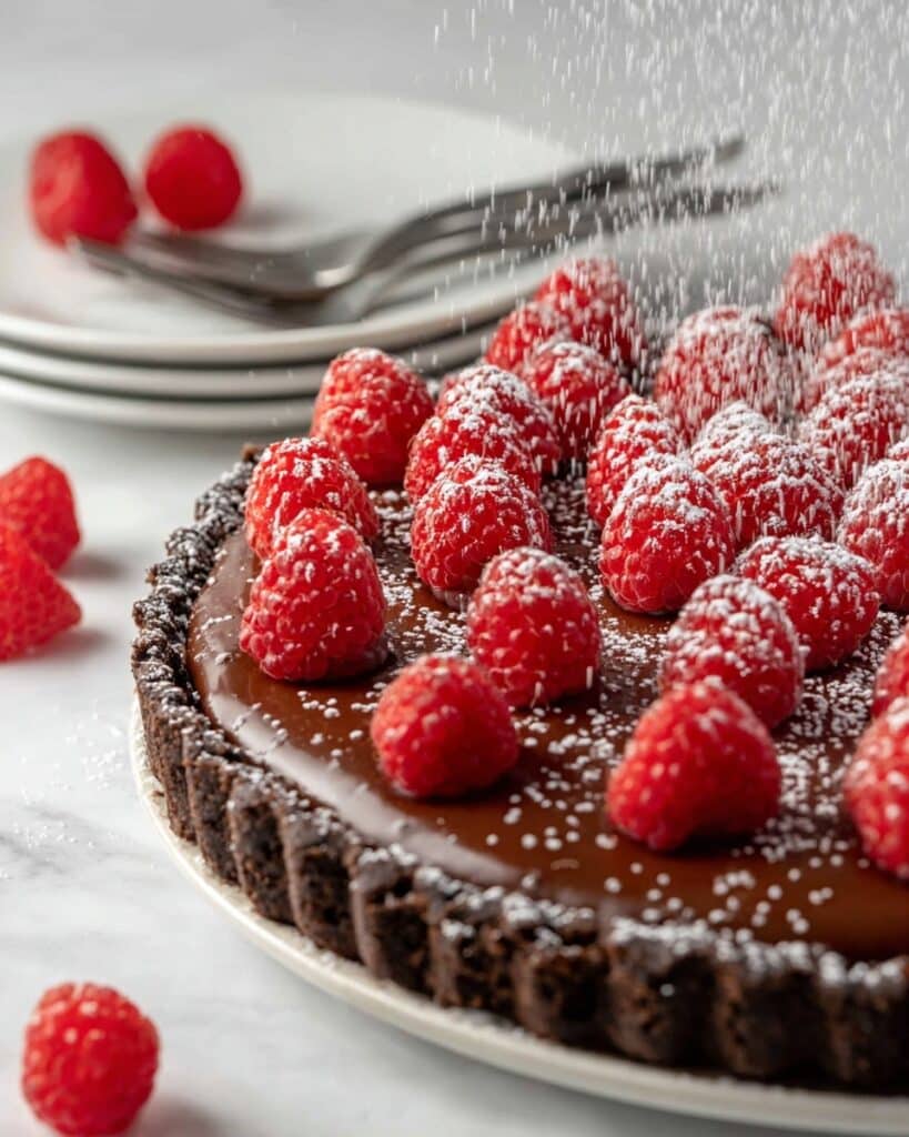 Easy Chocolate Raspberry Tart Recipe (No-Bake) Recipe