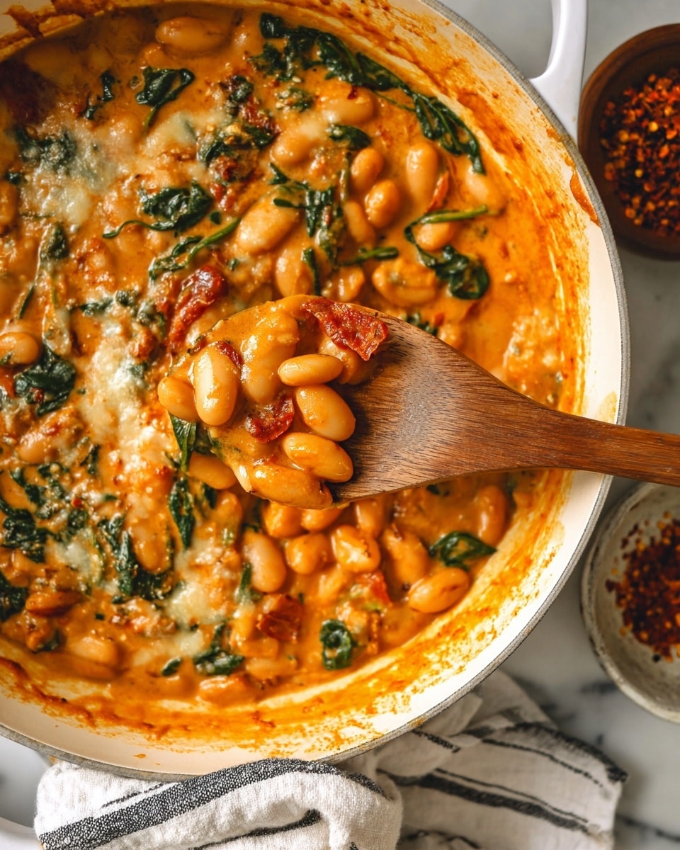 A white pot filled with a thick creamy orange sauce with round gnocchi floating on top, mixed with small pieces of green basil and bits of red tomatoes spread around. A golden spoon is dipped into the dish from the right side, with its handle angled toward the bottom right corner. A woman's hand is about to scoop some gnocchi with the spoon. The pot has blue handles on both sides and sits on a white marbled surface. photo taken with an iphone --ar 4:5 --v 7