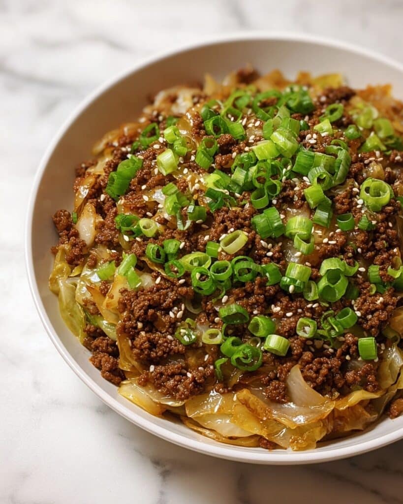 Low-Carb Mongolian Ground Beef and Cabbage Recipe