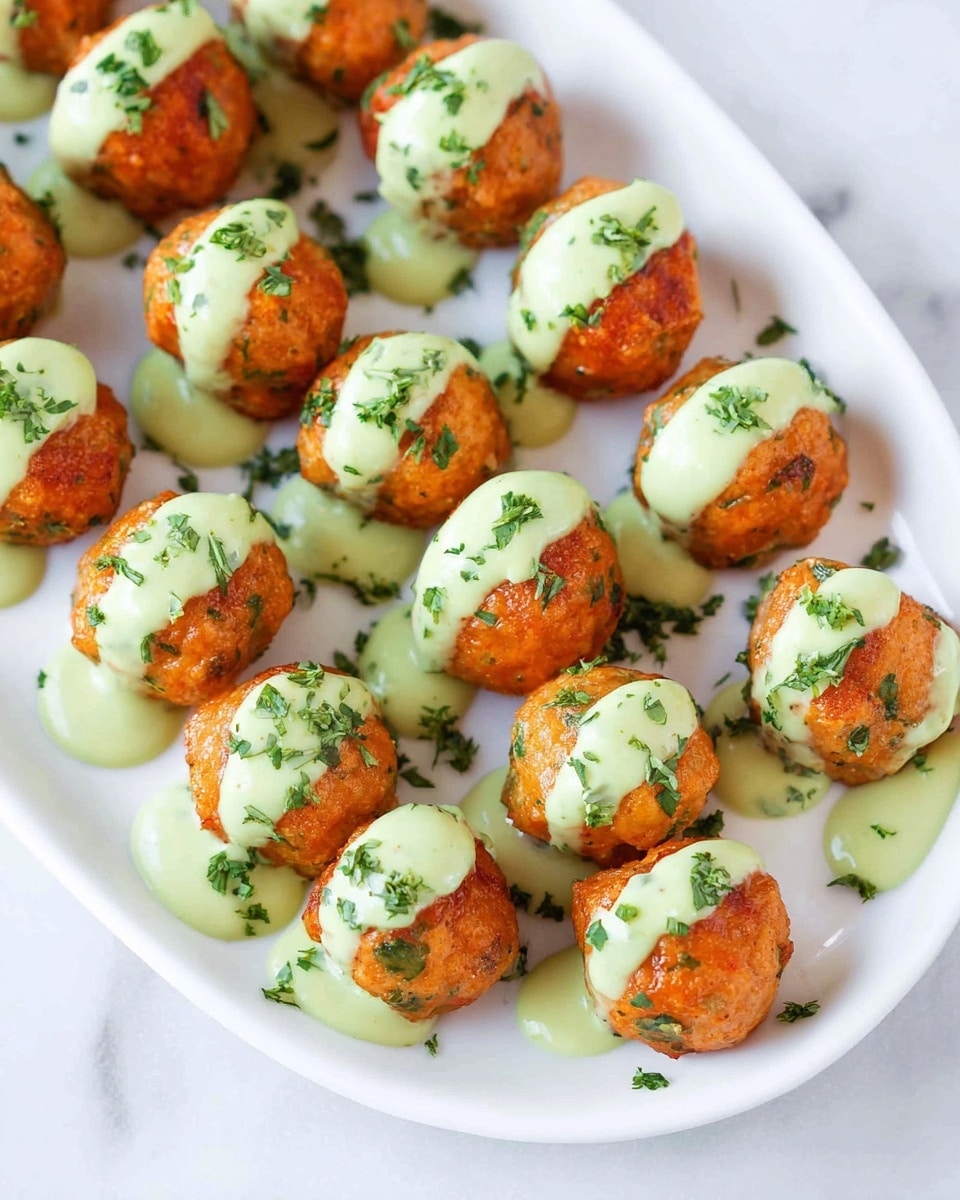 Baked Salmon Meatballs with Creamy Avocado Sauce Recipe