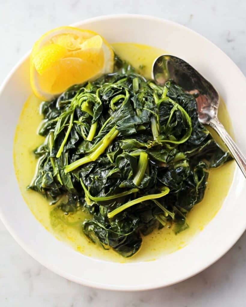 Horta Vrasta (Boiled Wild Leafy Greens with Olive Oil and Lemon) Recipe