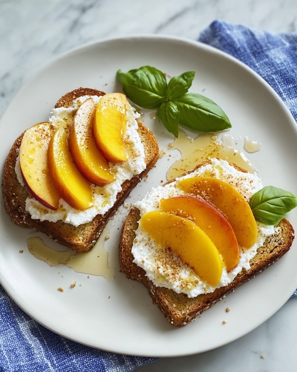 Mascarpone Toast with Frozen Peach, Granola, and Honey Recipe