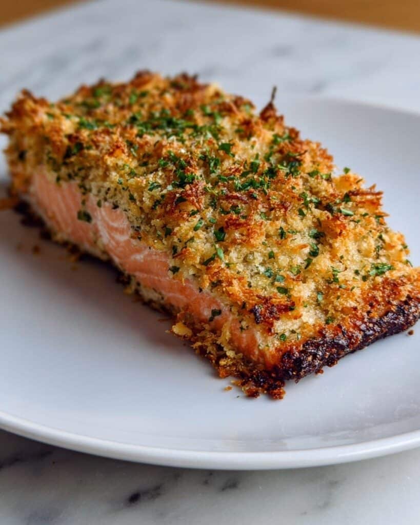 Crispy Parmesan Crusted Baked Salmon Recipe