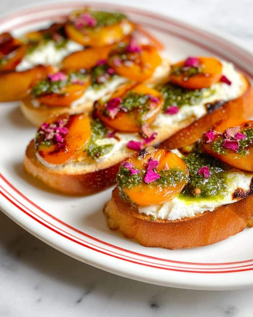 Grilled Peach and Stracciatella Tartine Recipe