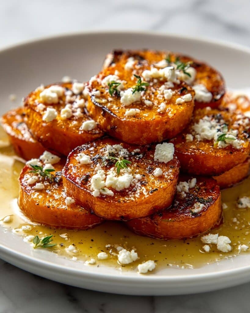 Roasted Sweet Potato Rounds with Honey & Feta Recipe