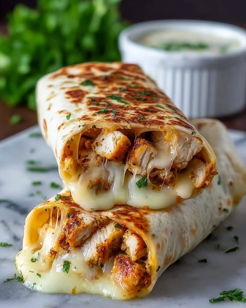 Low Carb Cheesy Garlic Chicken Wraps Recipe